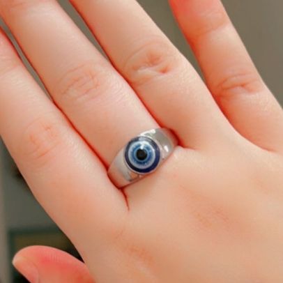 1pc Wholesale Silver Plate Gothic Devil's Eye Finger Rings For Women Punk Thin Evil Blue Demon Eyes Jewelry Party Wedding