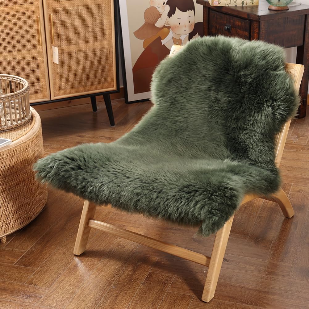 Faux Sheepskin Rug Green Sheep Foot Door Mat Rug 2ft x 3ft