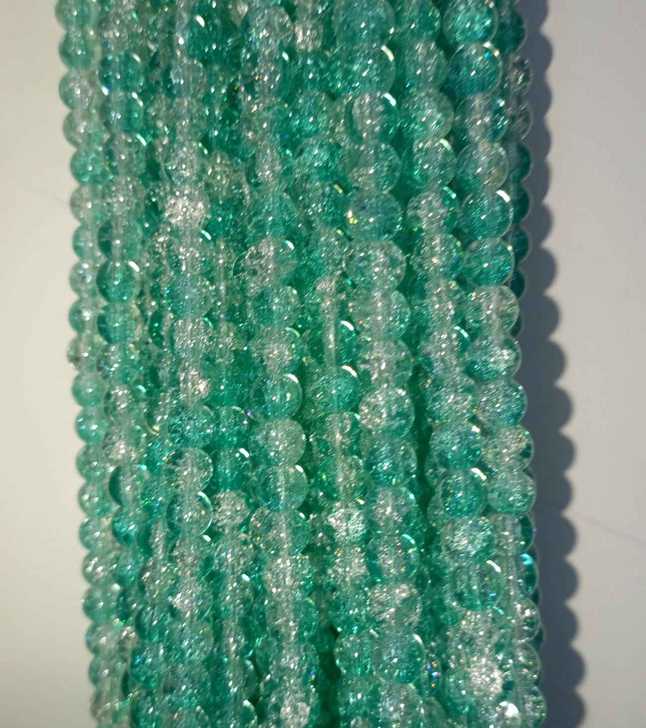 50/100PCS 8mm Crack Glass Beads for Jewelry Making – Cracked Round Loose Beads, 100+ Beads Per Strand, DIY Bracelet, Necklace & Earring Craft