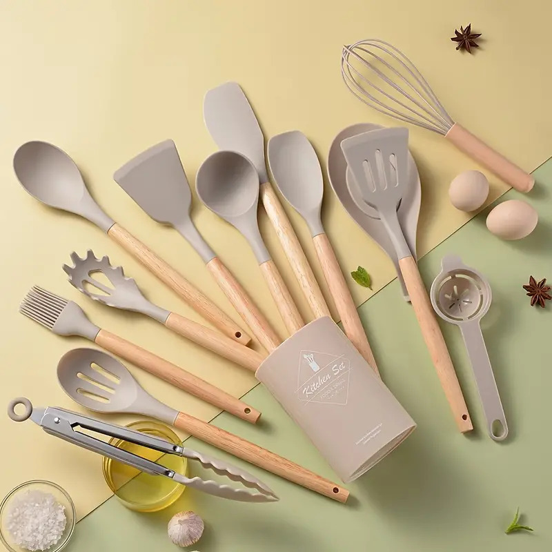 12pcs Silicone Cooking Utensils Set Non-stick Cookware Heat Resistant ...