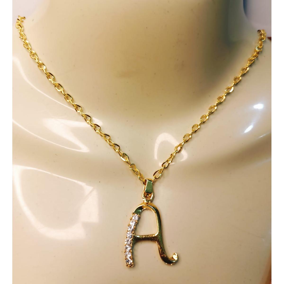 Alloy Golden Chain with A to Z Alphabet  Locket Necklace Pendants specially gift for Boys / Men / Girls / Women