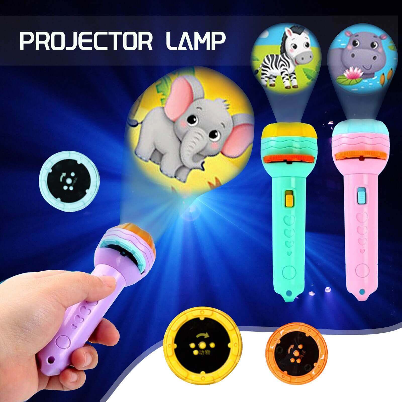 Projector Flashlight for Kids | Animal Picture Projection Torch | Bedtime Story & Educational Light Toy