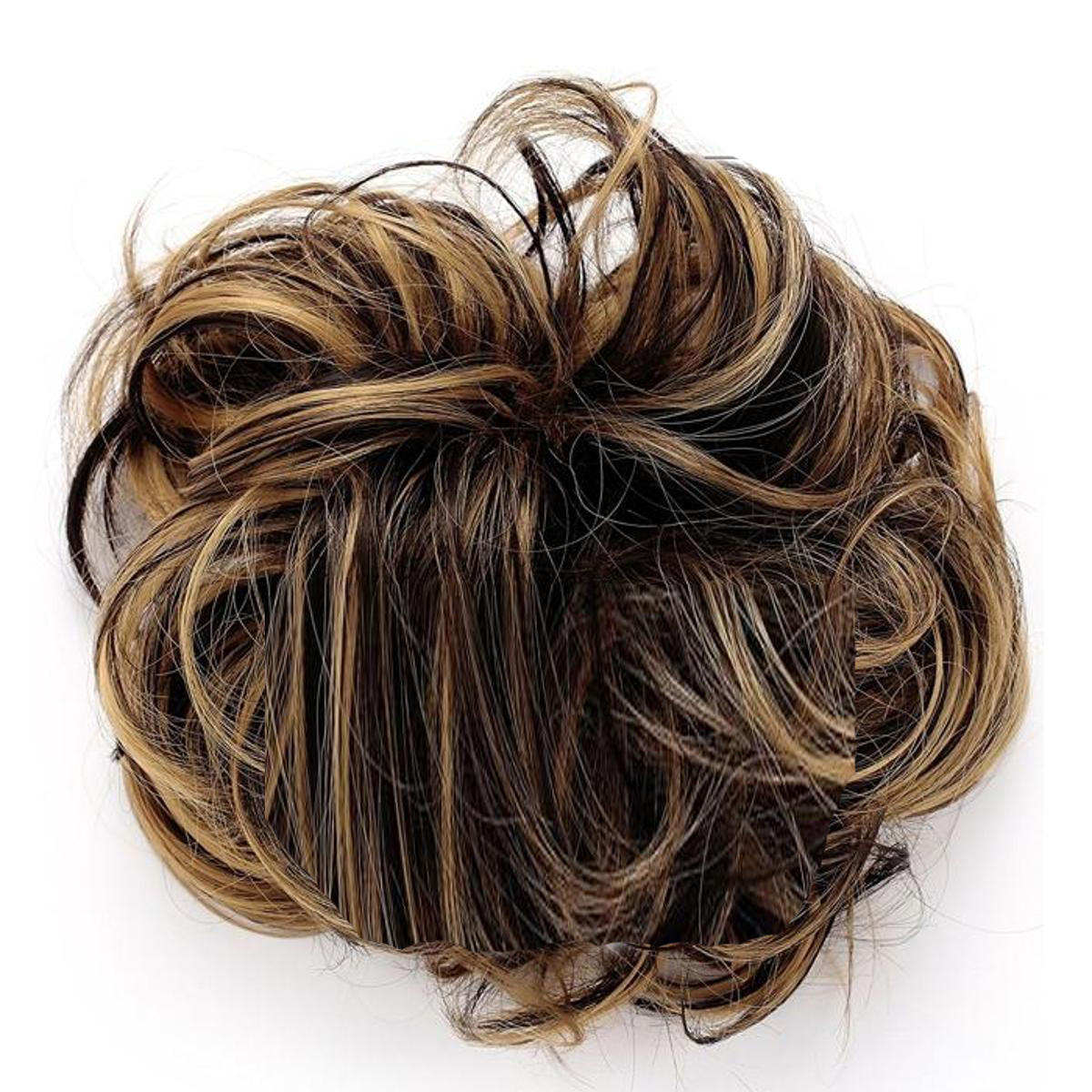 Golden Synthetic Hair Bun Extensions Hair Puff Maker Comb Sponge