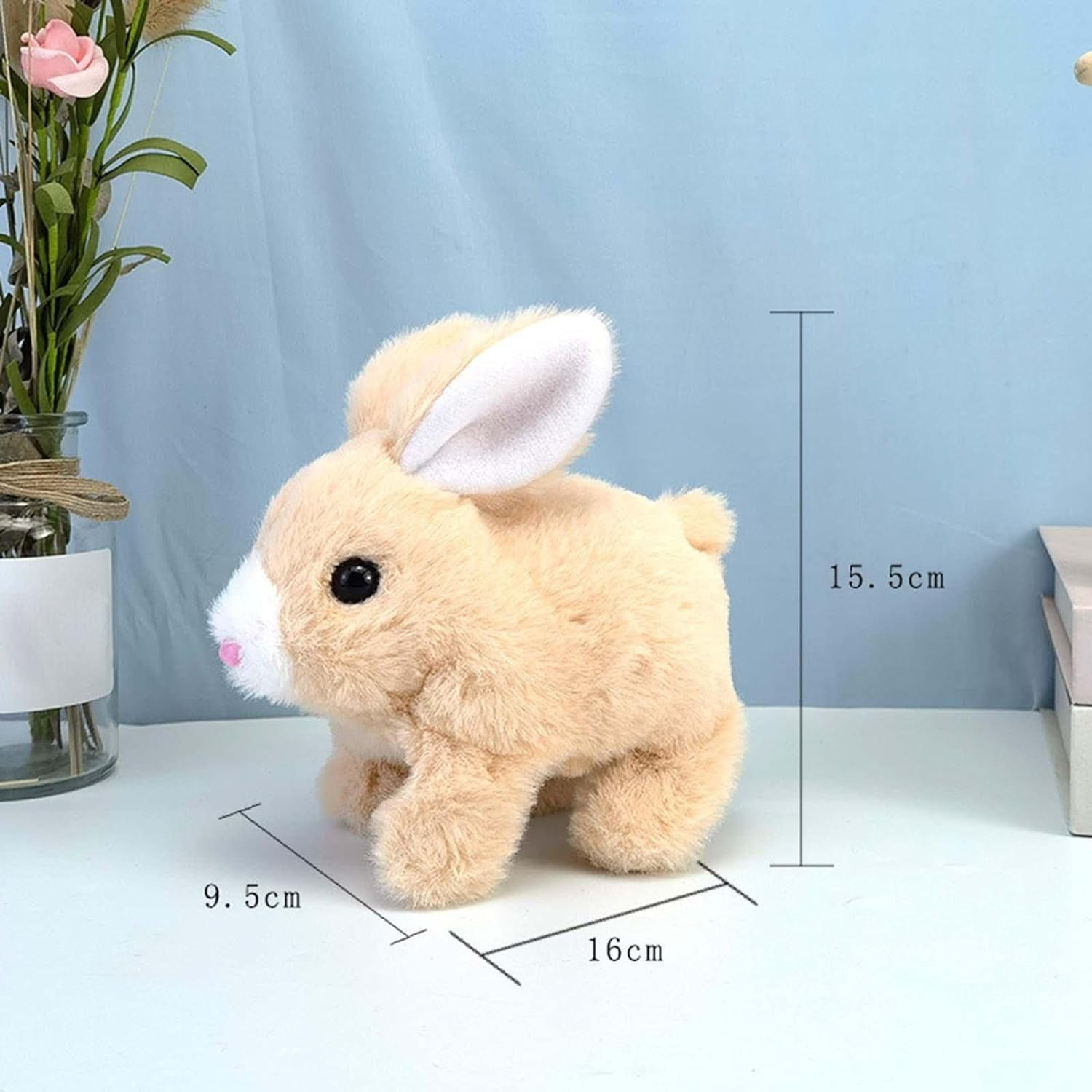 Electric Walking & Jumping Plush Rabbit Bunny Toy with Sound and Motion for Kids (Random Colors)