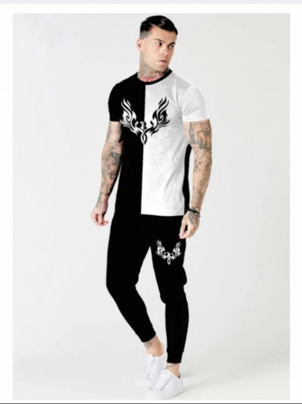 Black & White Wings Printed Tracksuit For Men