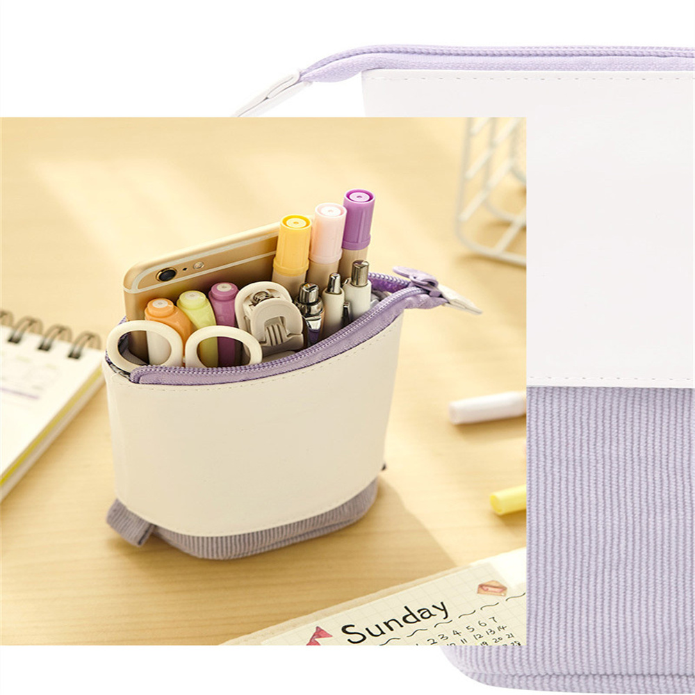 Creative Retractable Pencil Case Stationery Storage Bag Cute Pen Holder