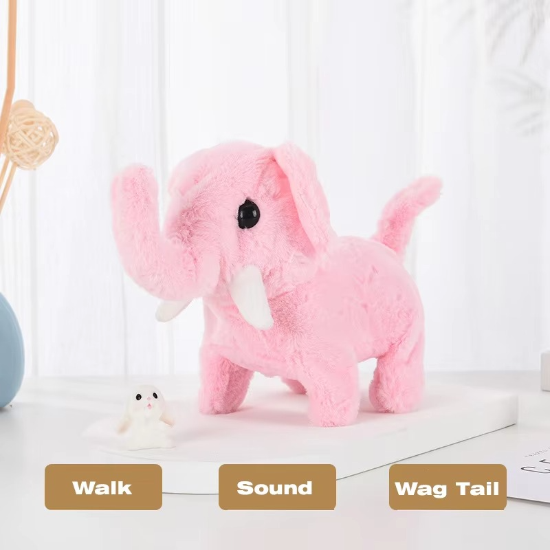 Plush Elephant Toy Walking with Music & Light Battery Operated Kids Toy