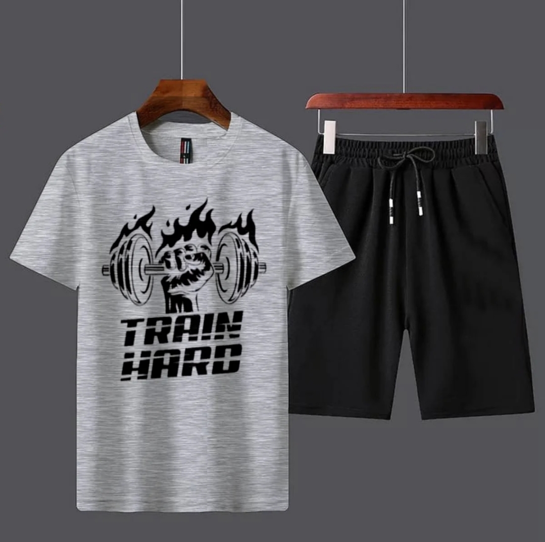 Train Hard Printed Gym Tracksuit For Mens&Women Summer Collection
