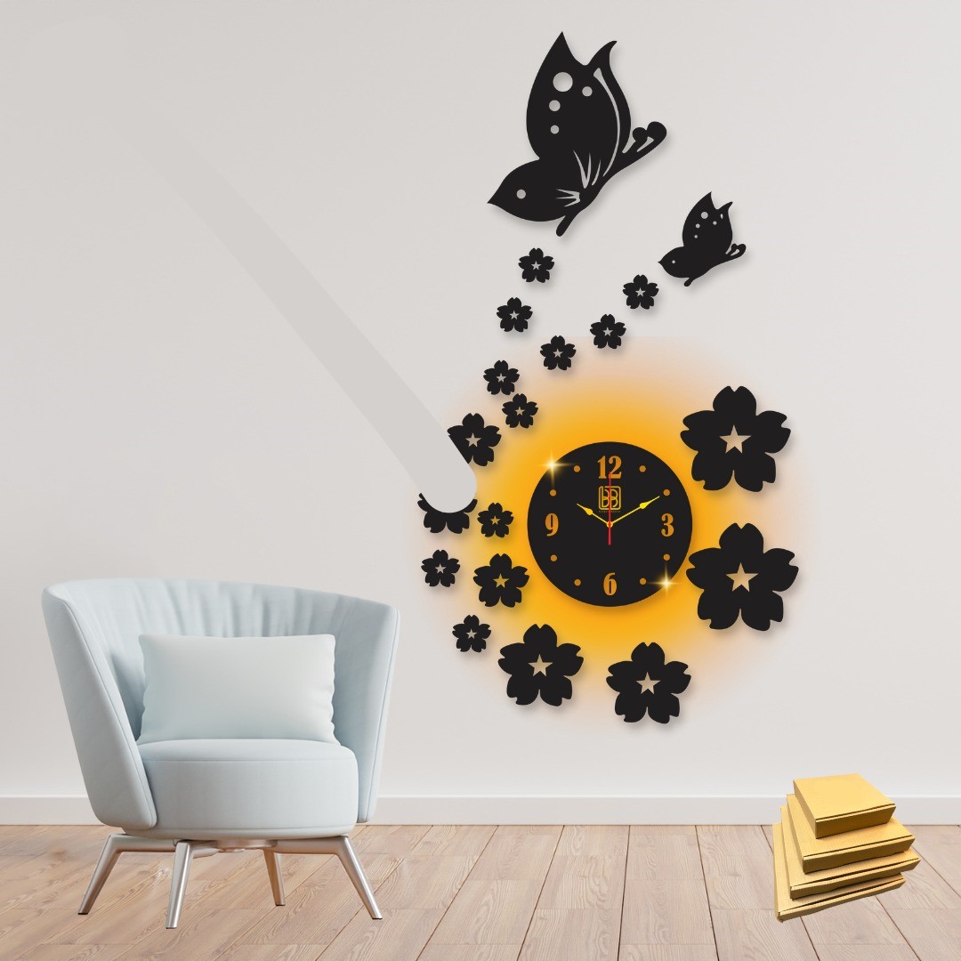 3D butterfly clock I Stylish Clock butterfly I Wooden Wall Clock I clocks for rooms fancy I Clock Wall Stylish I Clocks For room Fancy wooden I Wall Clock For bedroom I Wall Clock 3D
