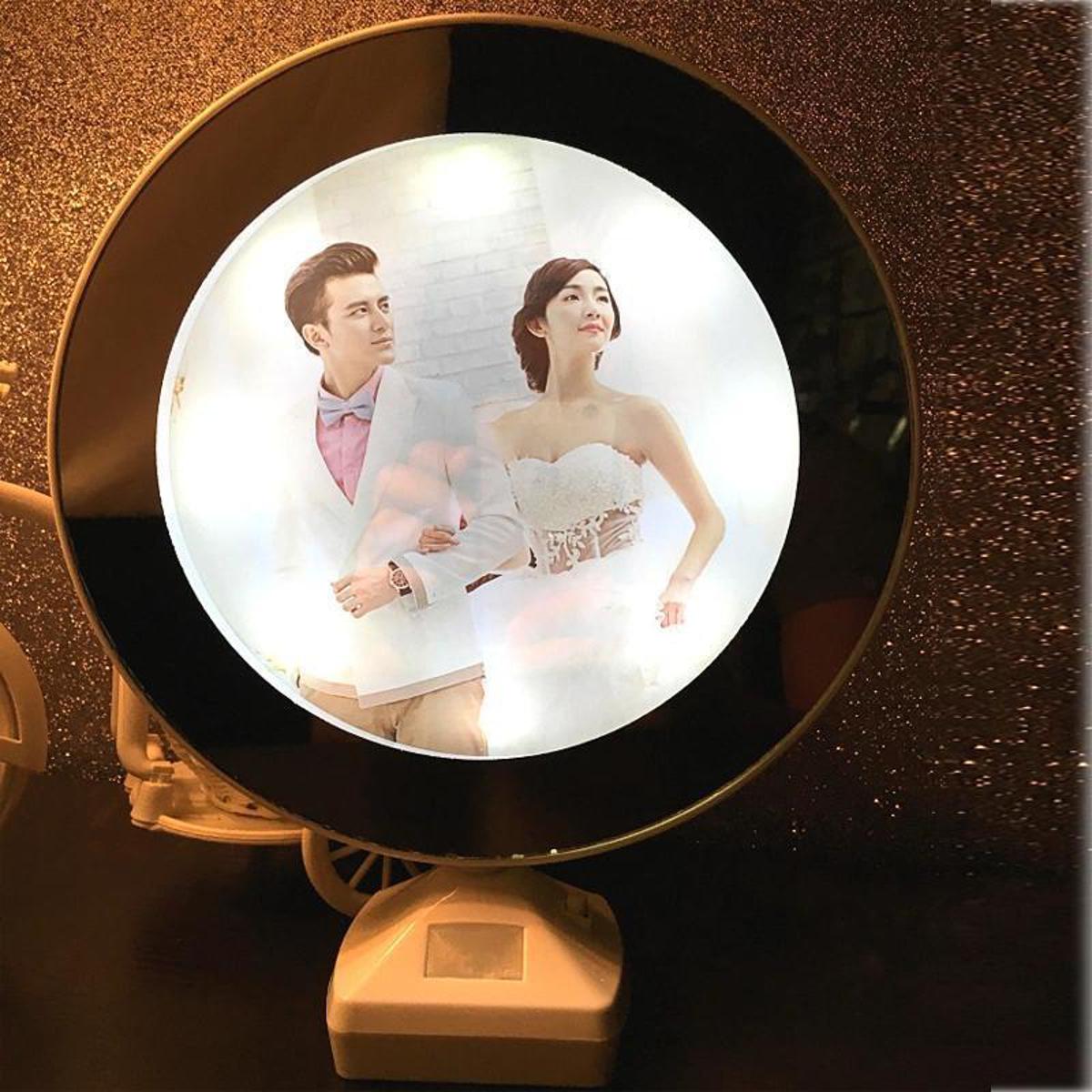Personalized LED Magic Mirror Photo Frame -  Round, Heart & Square Shapes