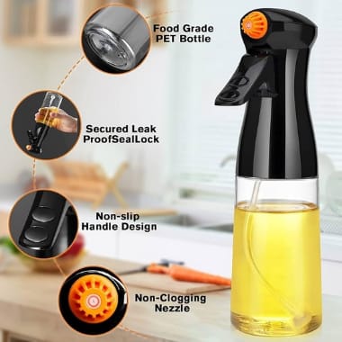 Oil Spray Bottle, Cooking Olive Oil Bottle Fitness Barbecue Spray Oil Dispenser Vinegar Air Fryer Sprayer Salad Gadgets (Glass Bottle)