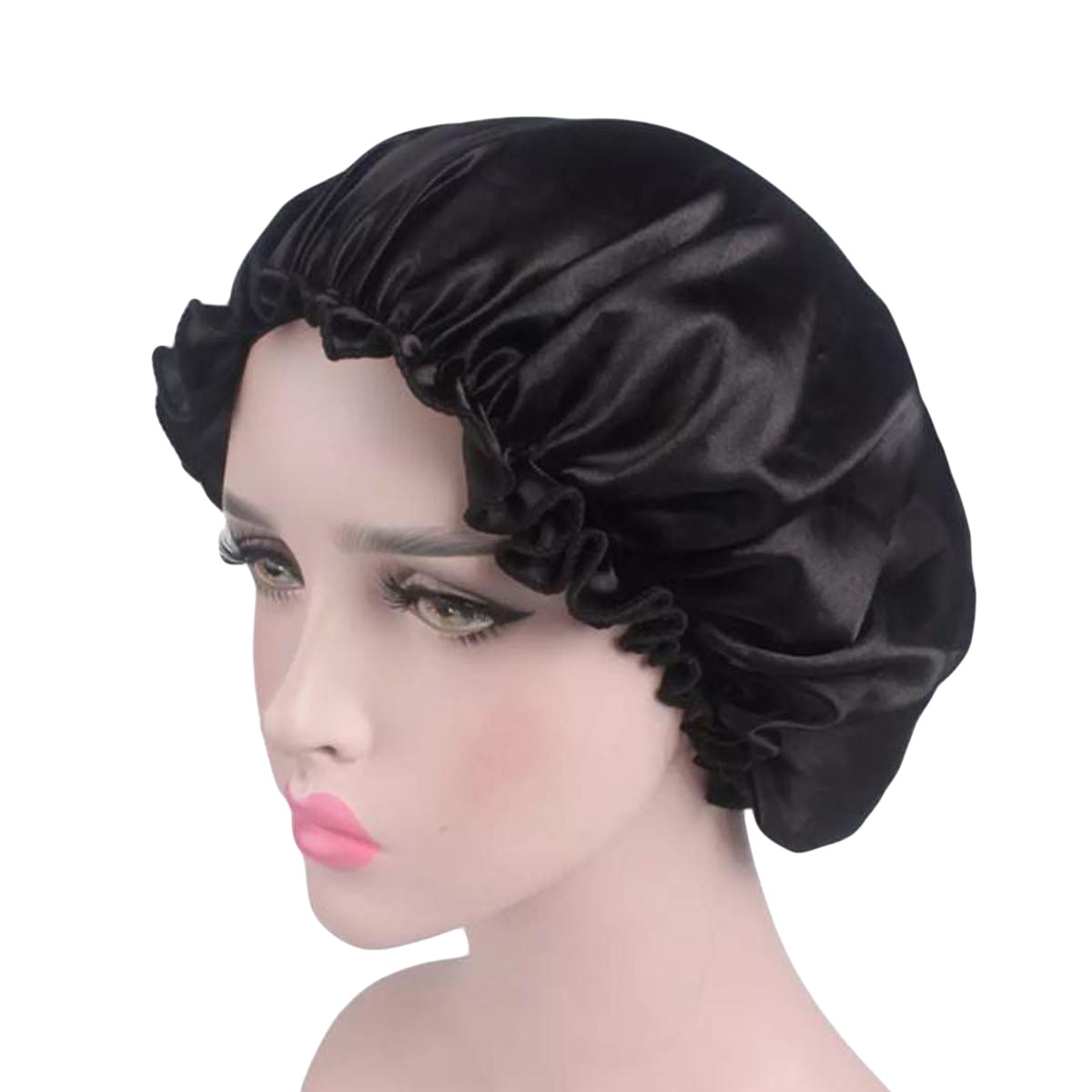 Pack of 1 Luxury Silk Satin Night Sleep Cap Hair Bonnet Hat Head Cover Wide Band Adjust Elastic for girl