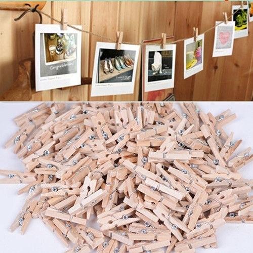 Photo Wooden Small Clip Pack of 50 Clips (1 Inch Clip Size)