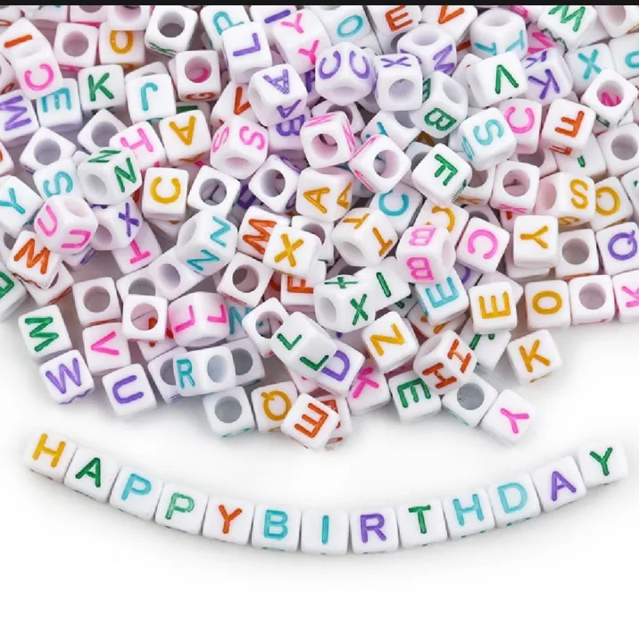 Pack of 26 / 50 / 100 / 150 / 200 / 250 / 300 Pcs Mixed Beads, Random Mixed Letter Acrylic Beads Square Alphabet Charms Beads For Bracelet Necklace Jewelry Making - Mixed | Used in Jewelry making and DIY projects