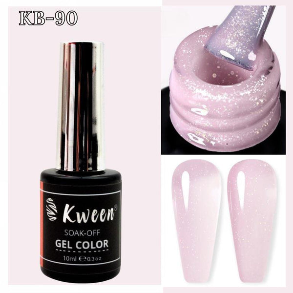 KWEEN 10ML Jelly Milky Pink Translucent Glitter Gel Polish for Nail Art DIY Shimmer French Manicure