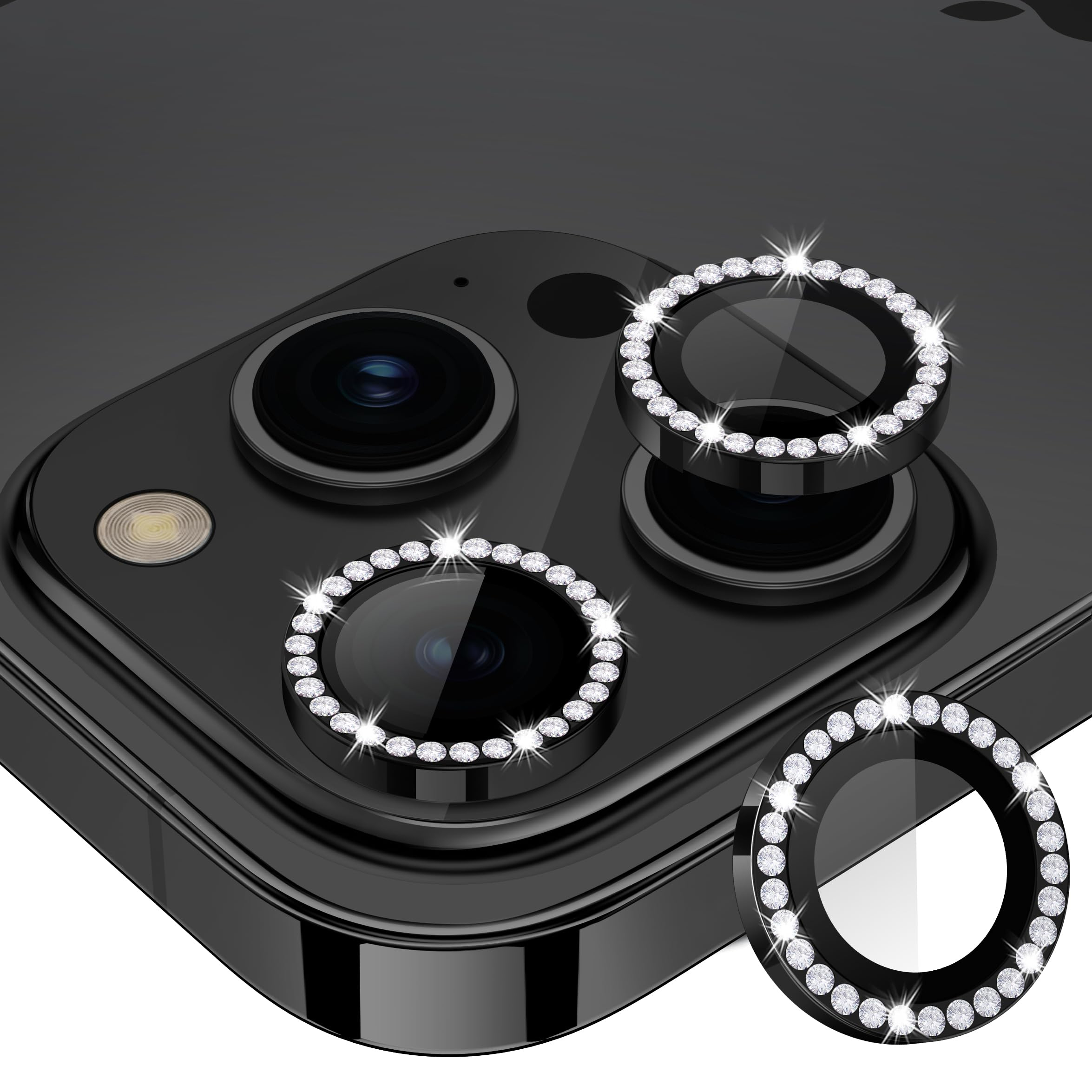 Diamond Camera Lens Protector For 11 / 12 / 13 / 14 / 15 / 16 / 17 Series  Luxury Sparkle Shockproof Camera Guard