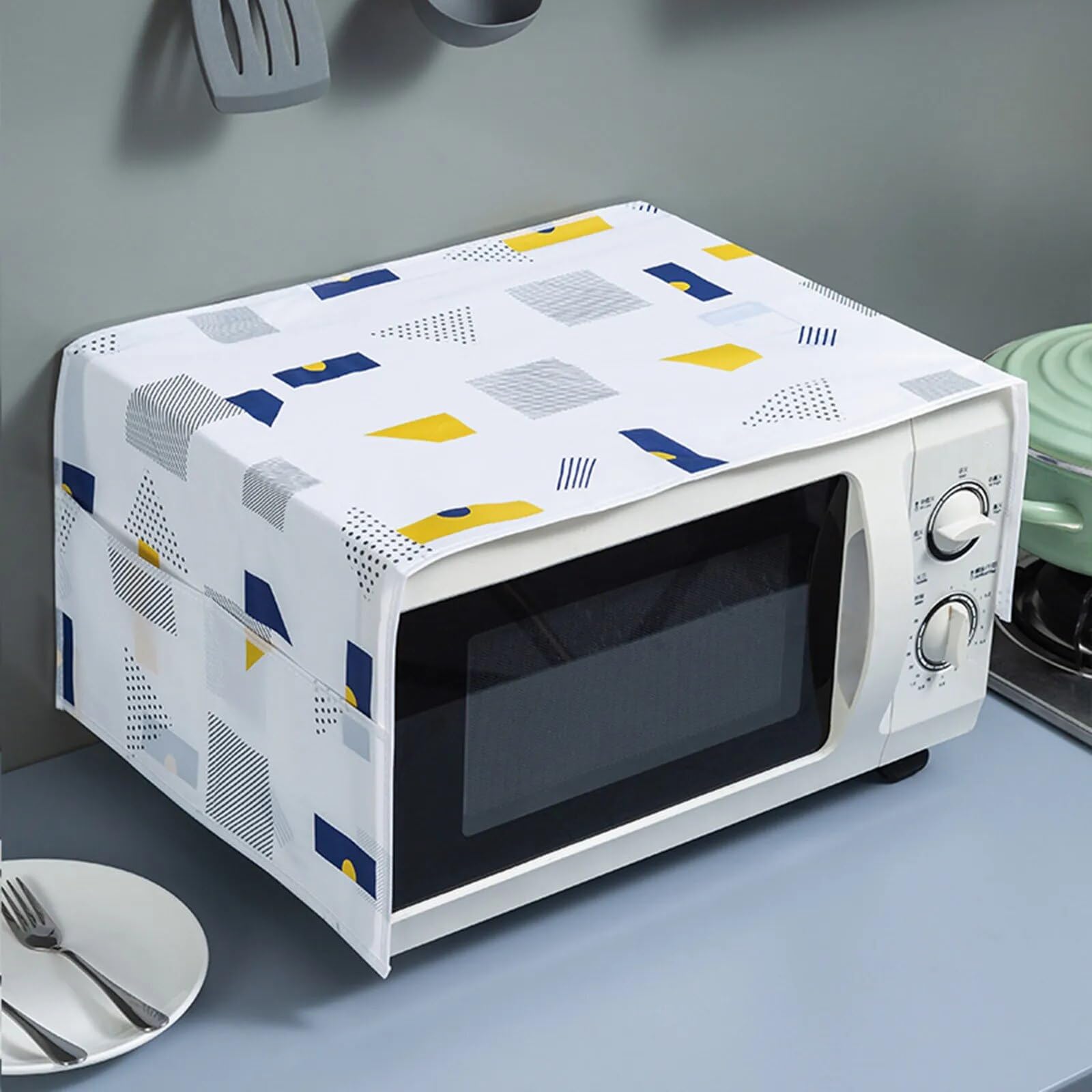 Oven Cover Microwave Dust Cover Waterproof Double Pocket Storage Bag Microwave oven cover full size with 4 Pockets