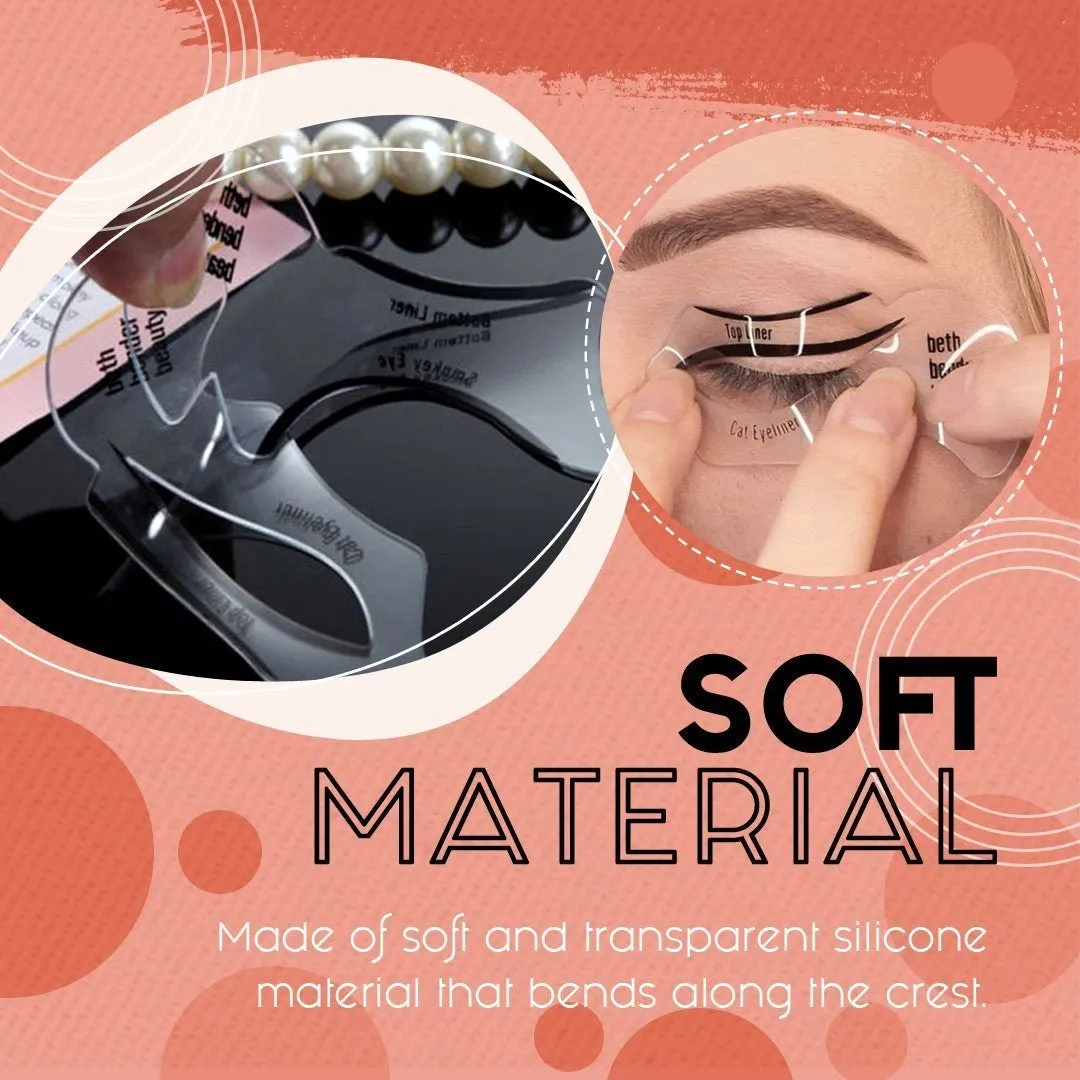 6Pcs Eyeliner Stencils Set – Cat Eye Winged Eyeliner Stencil Tool | Reusable Adhesive Eyeliner Guide Sticker | Smokey Eye, Bottom Line & Perfect Wing Shape Makeup Tool for Beginners & Professionals