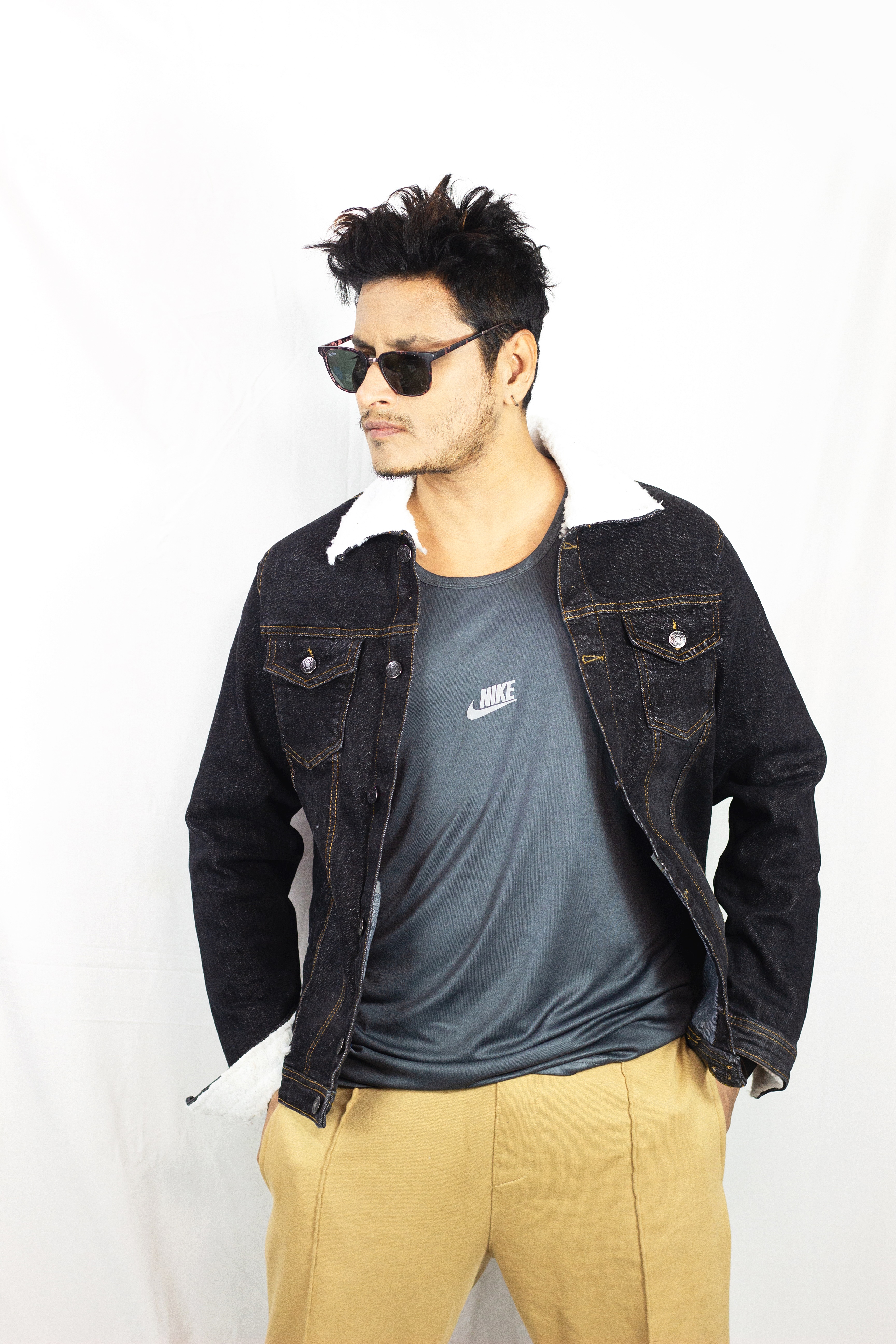 Auditors®️ Mens Winter Denim Jacket Fur Double Pocket Dark Blue, Black & Ice Blue For Mens, Boys & Womens - Code AMDJ-175