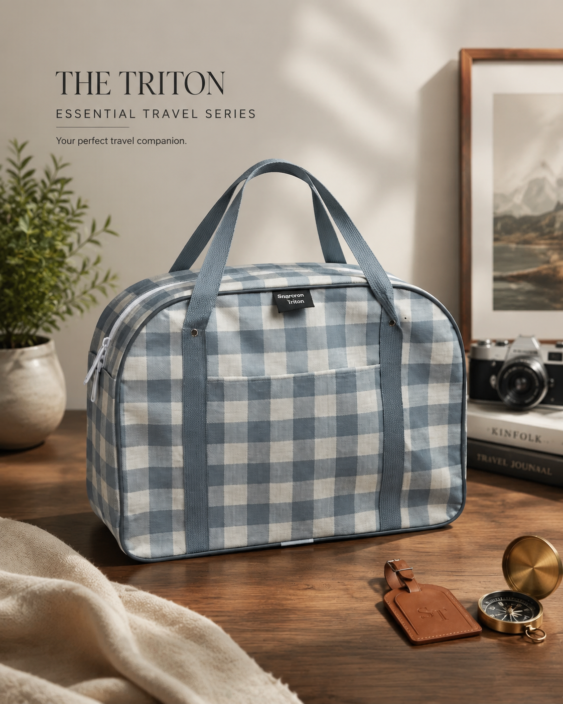 Premium Checkered Travel Bag Large Capacity Waterproof Luggage Organizer