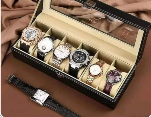 6 Grids Watch Box PU Leather Watch Case Holder Organizer Storage Box for Watches Display Best Gift Sams traders wholesale