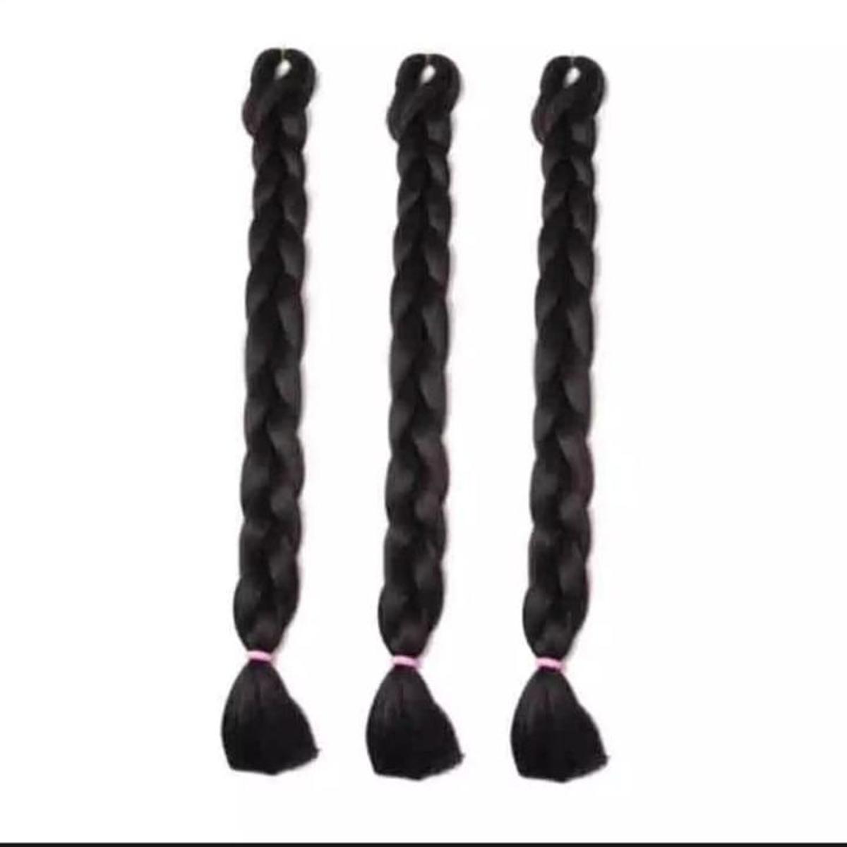 Pack Of 3 - 24 Inch Synthetic Braided Hair Extension For Women - Natural Brown