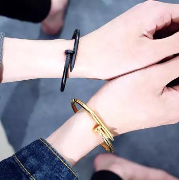 Nail Bracelet Cuff Titanium Stainless Steel Open Couple Bangle