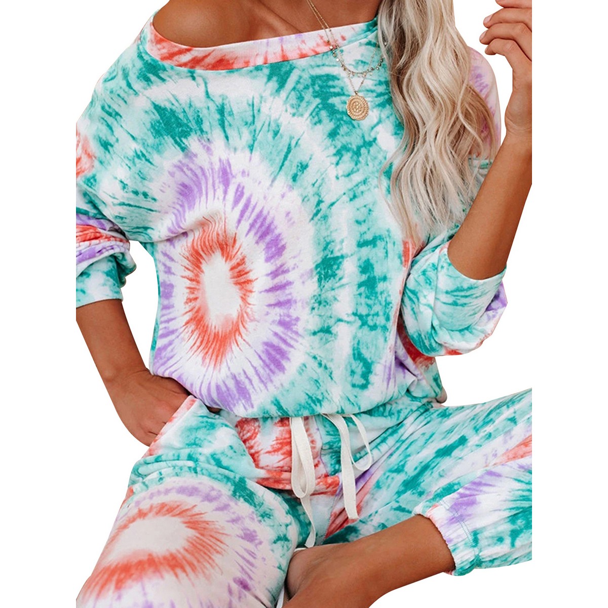 Tie-Dye Print Round Neck Long Sleeve 