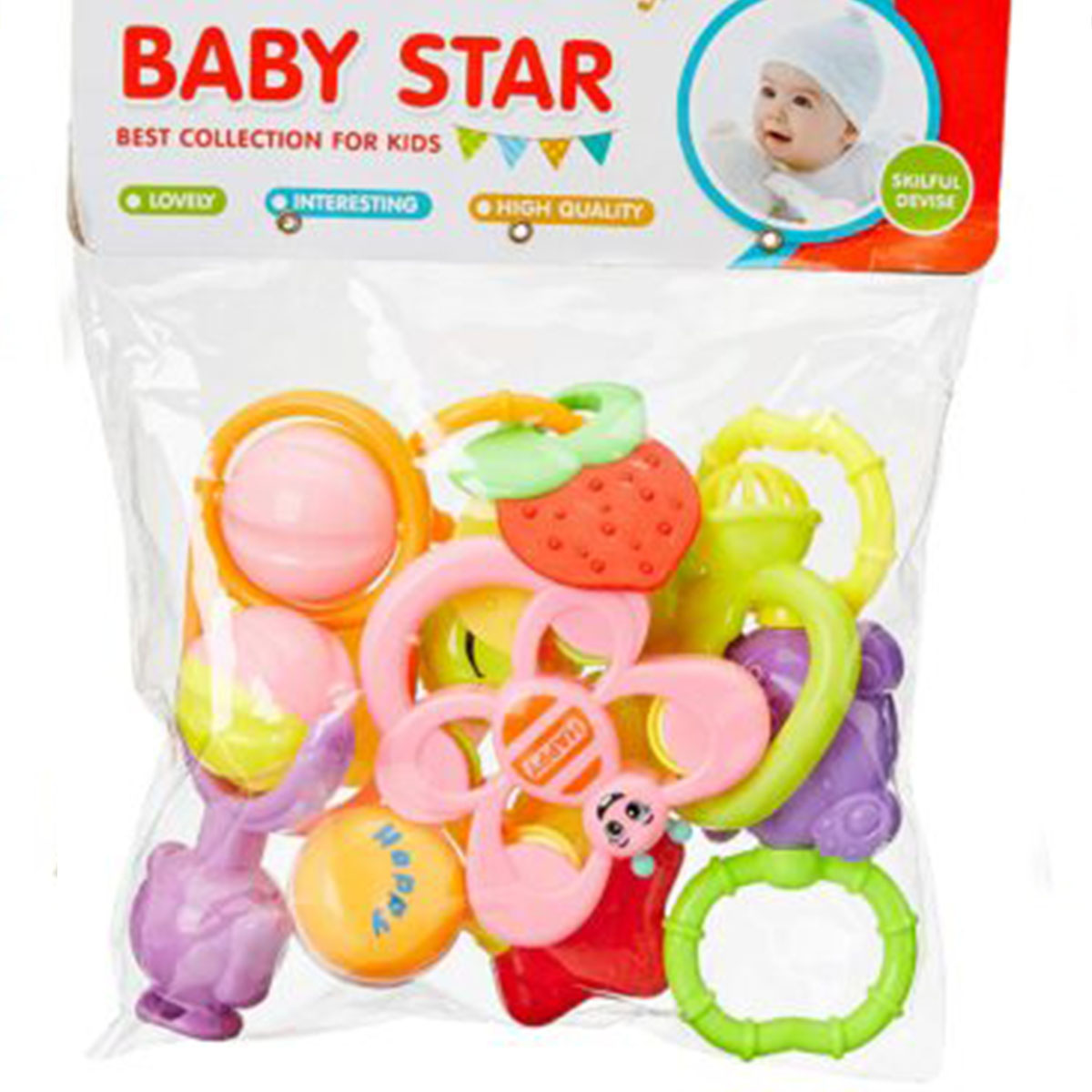 Baby Rattles Toys New-born Hand Bells Baby Toys 0-12 Months Teething safe Development Infant Early Educational Baby Rattles-5pcs Set