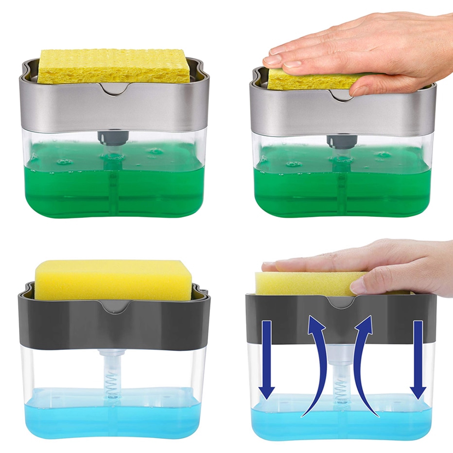Soap Dispenser, Soap Pump Sponge Caddy, New 2-in-1 Manual Press Liquid Soap  Dispenser Sponge Holder, Soap Dispenser for Kitchen: Buy Online at Best  Prices in Pakistan | Daraz.pk