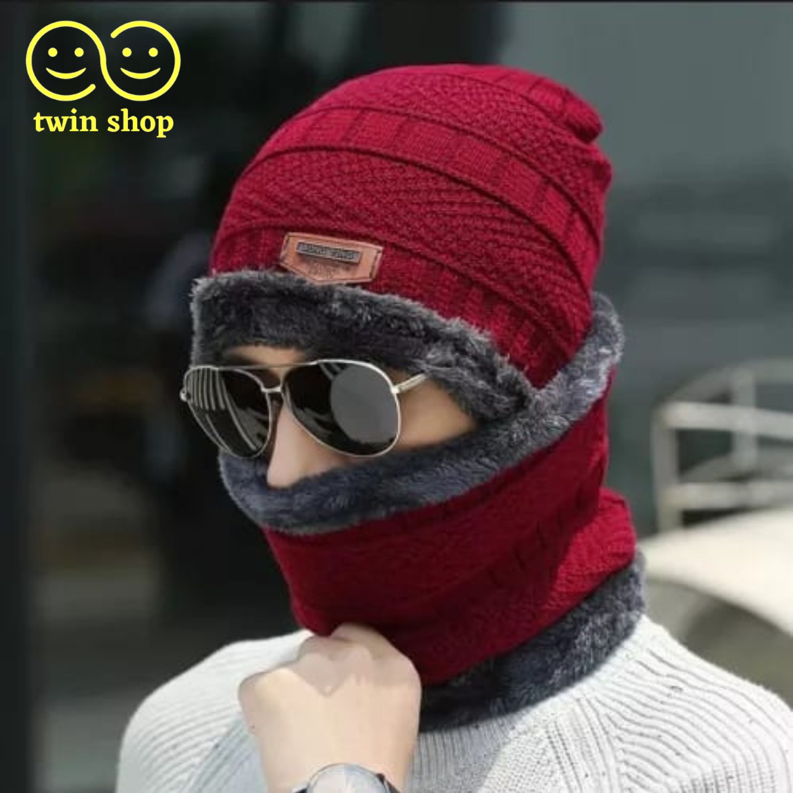 Twin Shop Beanie cap-Wool cap with neck warmer for men women| Winter cap for Unisex