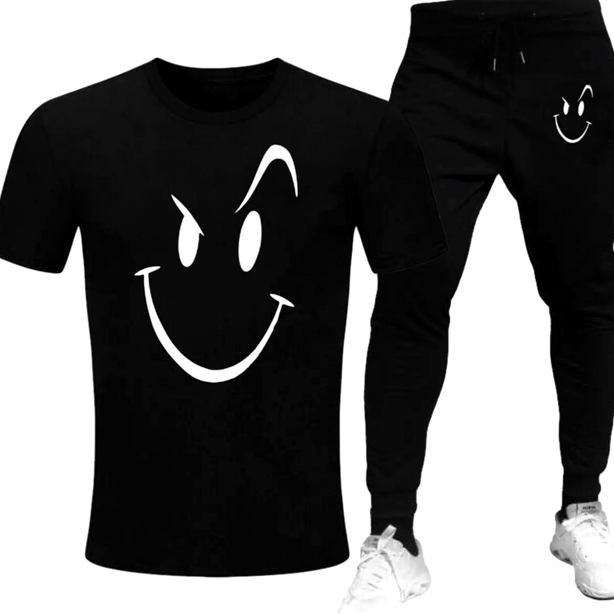 Black Trendy Printed tracksuit for men