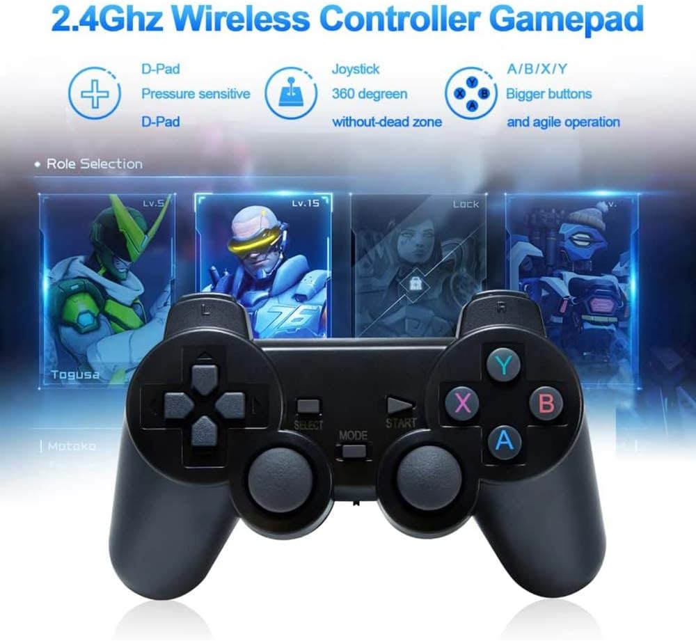 2.4G Wireless Controller Game Stick X2 With 64gb Tf Card Plug and Play Video Game Stick Built in 20000+ Games, 4K High Definition HDMI Output with Two Game Controllers