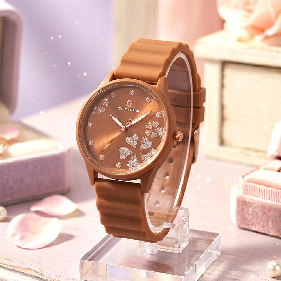 Wave strap Korean Style Watches for Girls Hand in Aesthetic Pastel Colors | Soft Silicon Strap Daily Use Watch for Women