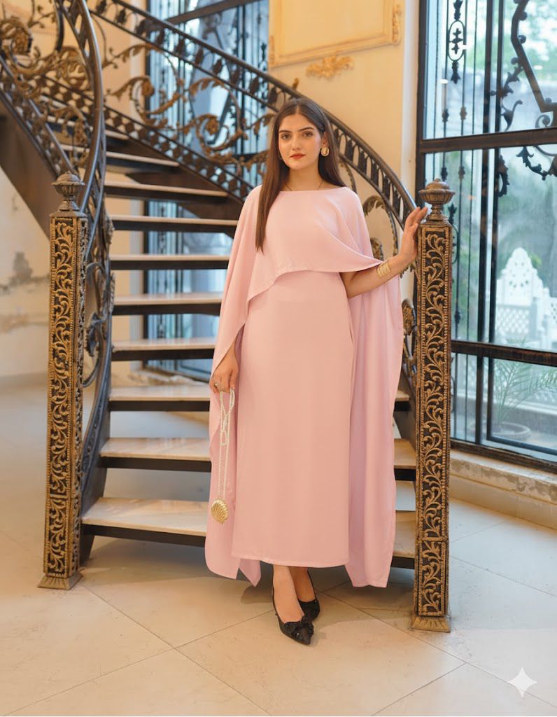 Silk Attached cape Maxi 1 Piece dress for Girls & Women's Fashion