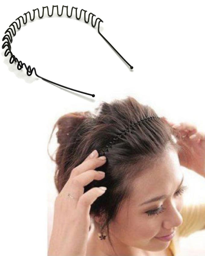 Metal Hair Bands for Men Women's - Multi-Use Headbands Unisex Black Spring  Wavy Hair Hoop Band Fashion Headband Headwear Accessories for Sports