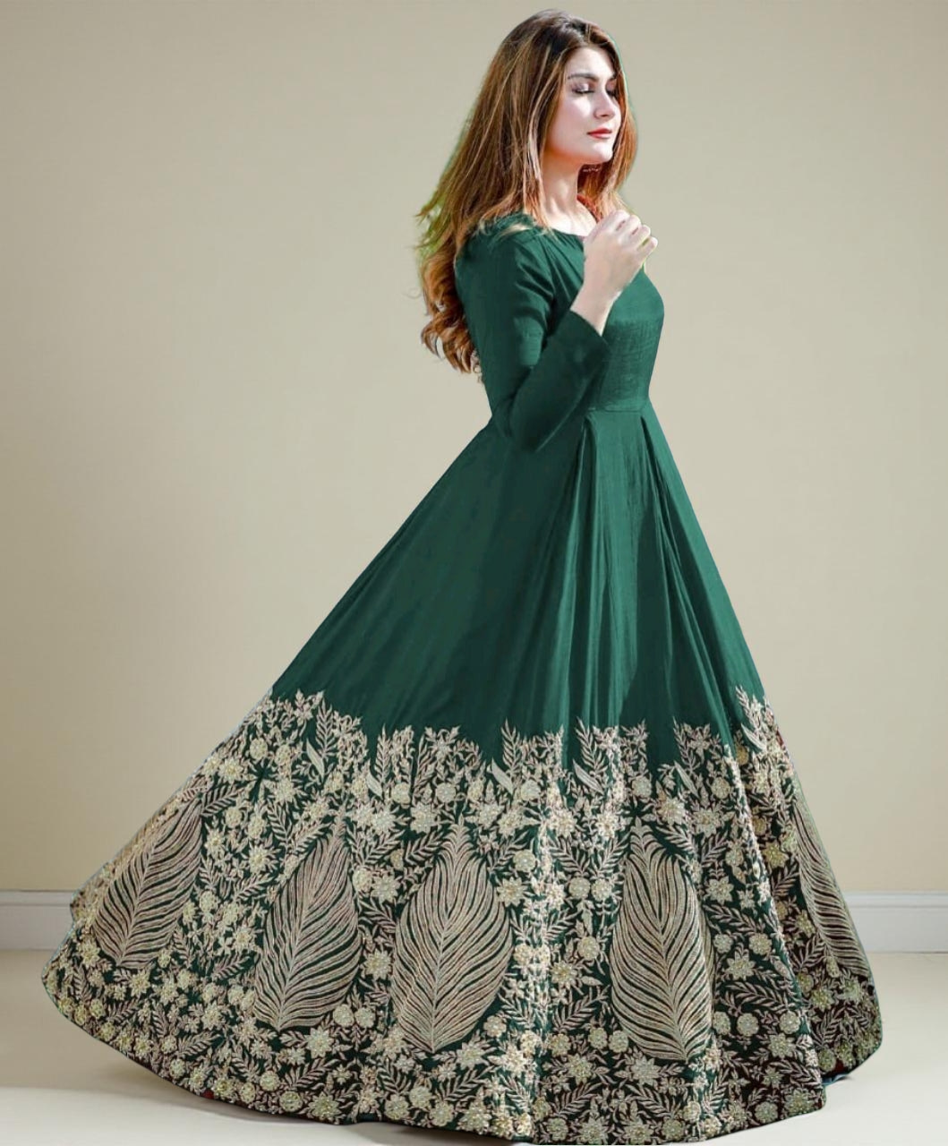 Designer Heavy Embroidered Chiffon Maxi Dress Stitched Ready-to-Wear Wedding Party Wear for Girls & Women - Daraz.pk