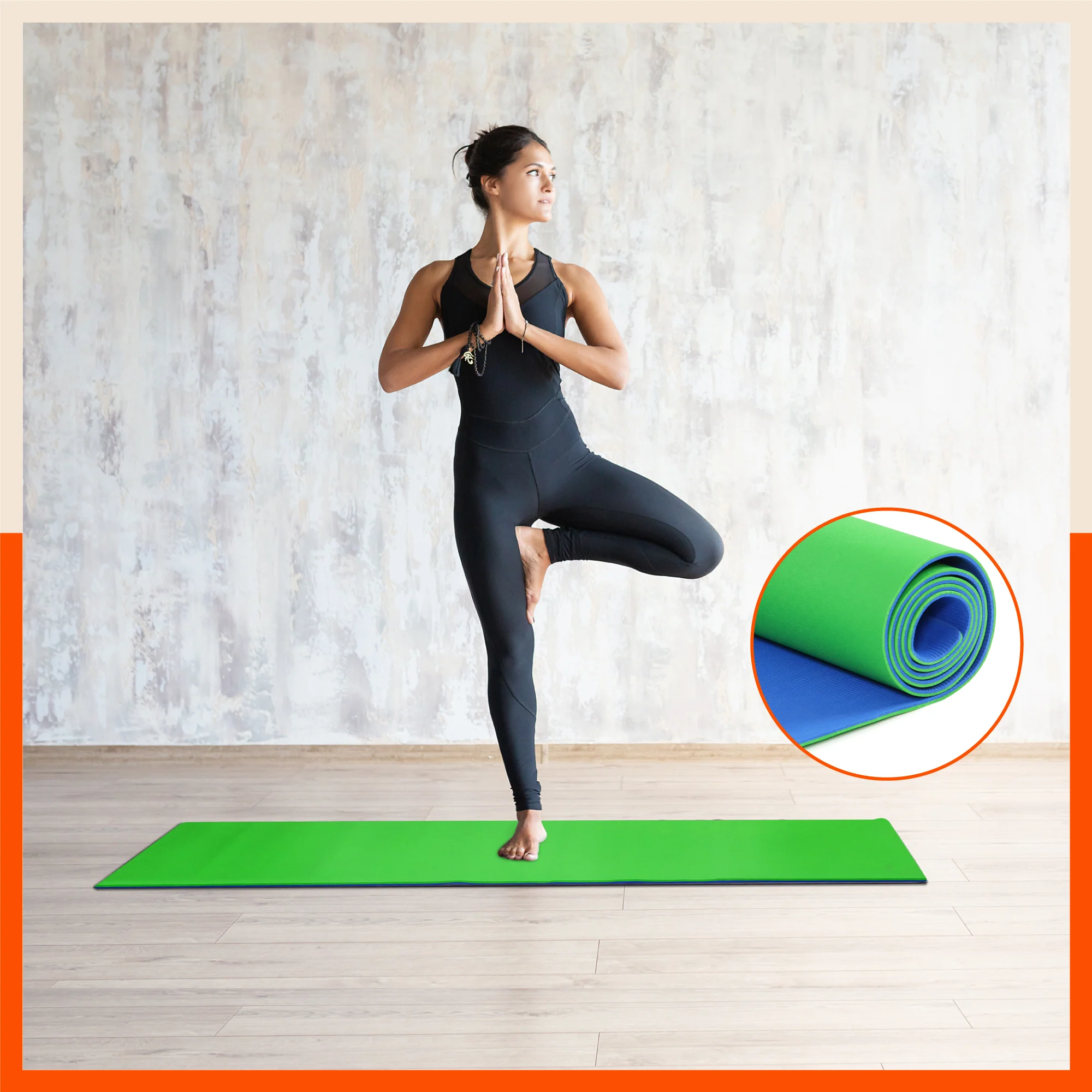 12mm Premium EVA Yoga Mat with Carry Strap – Anti Slip Workout & Exercise Mat