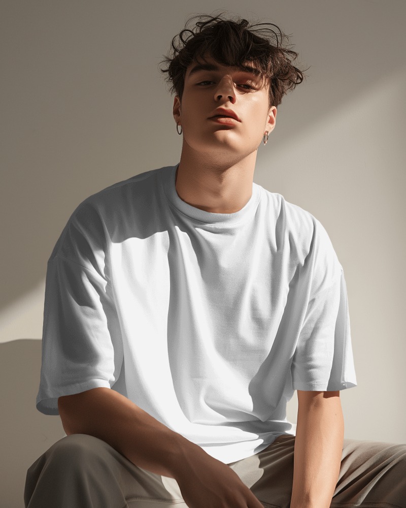Glitzo Oversized Dropshoulder white Tshirt For Men/ Tshirt For Women / Unisex Tshirt / Tshirt For Boys / Tshirt For Girls