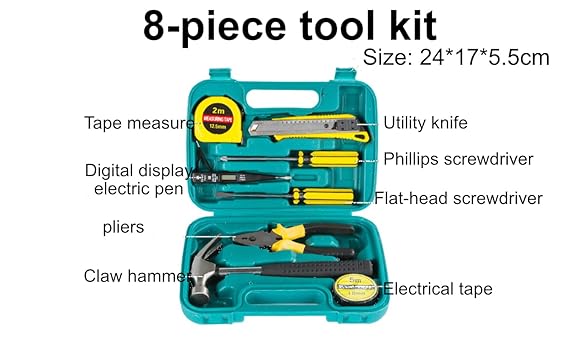 Heavy Duty 8 PCS Tool Set with Box | Multipurpose Repair Tools for Daily Use