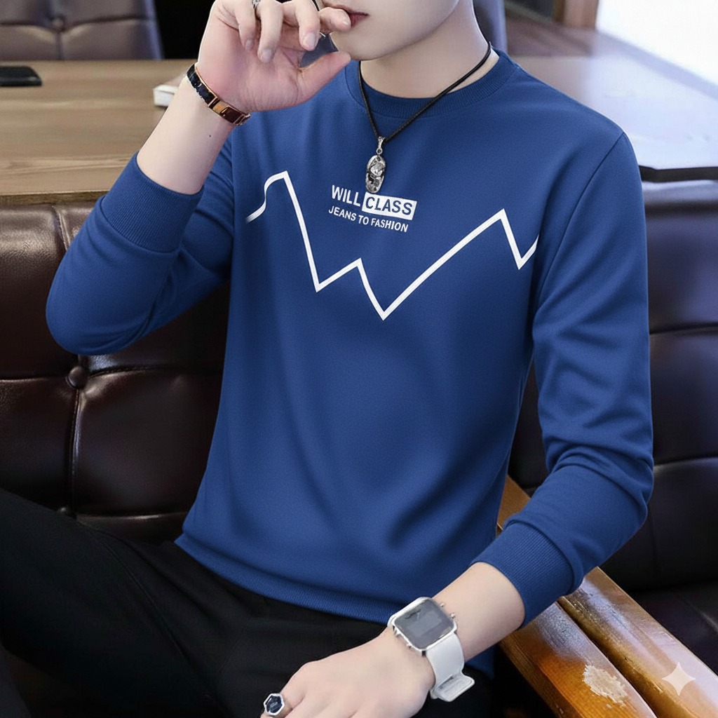 [2026 Collection] Premium Black Full Sleeve T-Shirt for Men & Boys – Trending 'Electricity Volt' Lightning Bolt Printed Design – All-Season Breathable Cotton – New Arrival #1 Rank