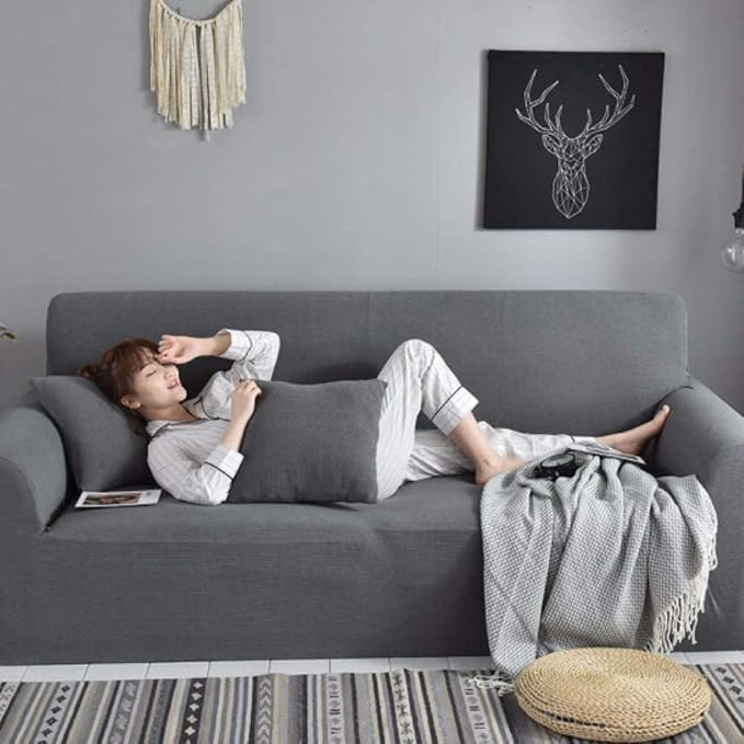 Fine Jersey Sofa Cover 1 to 7 Seater & L Shape Jersey Covers Slips 1 2 3 4 5 6 7 8 & 2+2 3+2 3+3 3+4 4+4 Standard and Jumbo Size & L Shape