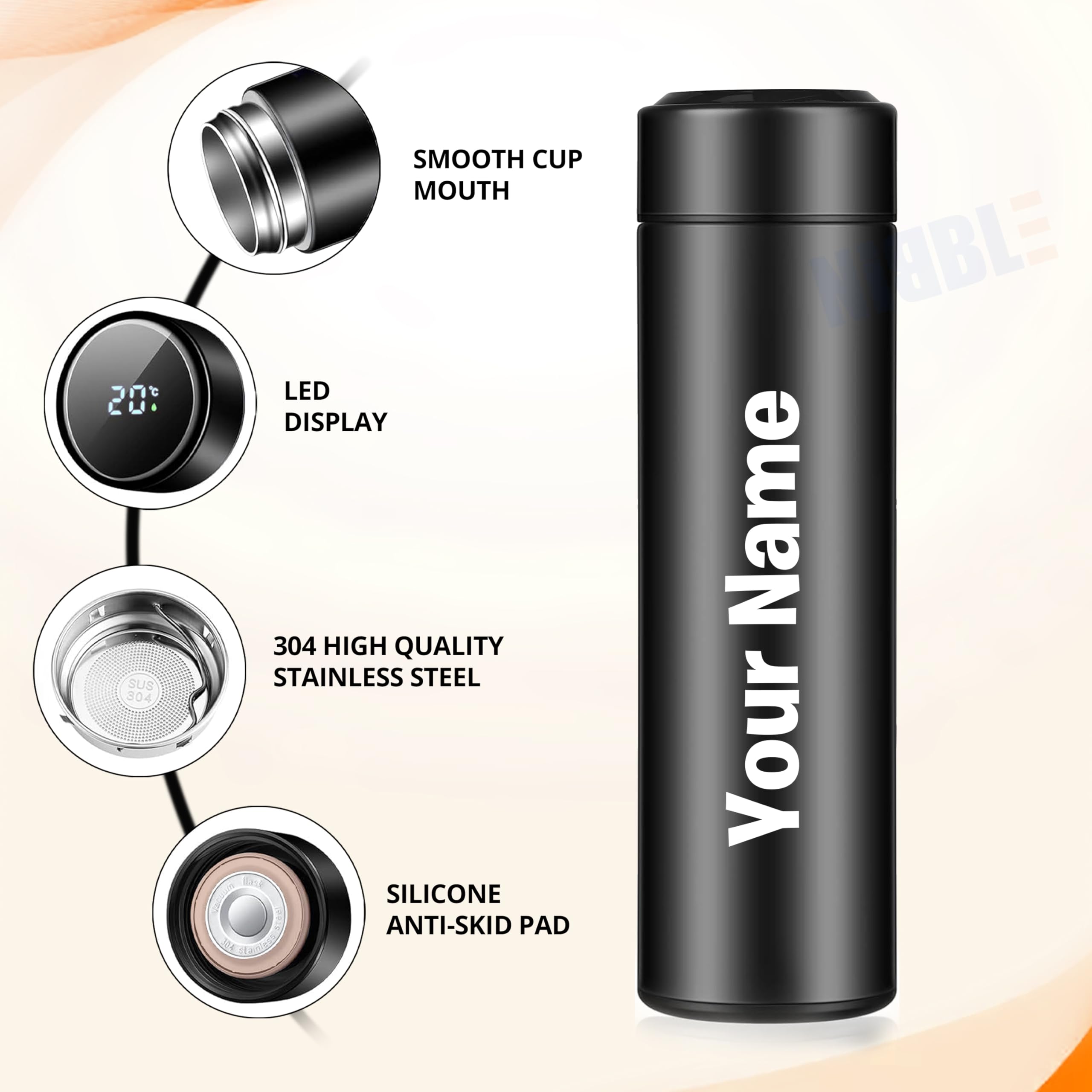 500ML Smart Thermos Water Bottle Led Digital Temperature Display Stainless Steel Coffee Thermal Mugs Intelligent Insulation Cups