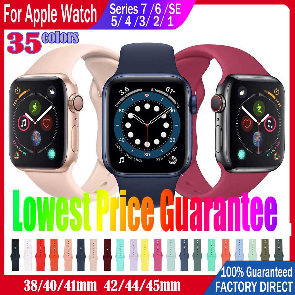 Hot Sale 38 colors Soft Silicone Sports Strap 41/40/38mm 45/44/42mm Size  S/M M/L for Apple Watch Series SE 7/6/5/4/3/2: Buy Online at Best Prices in  Pakistan | Daraz.pk