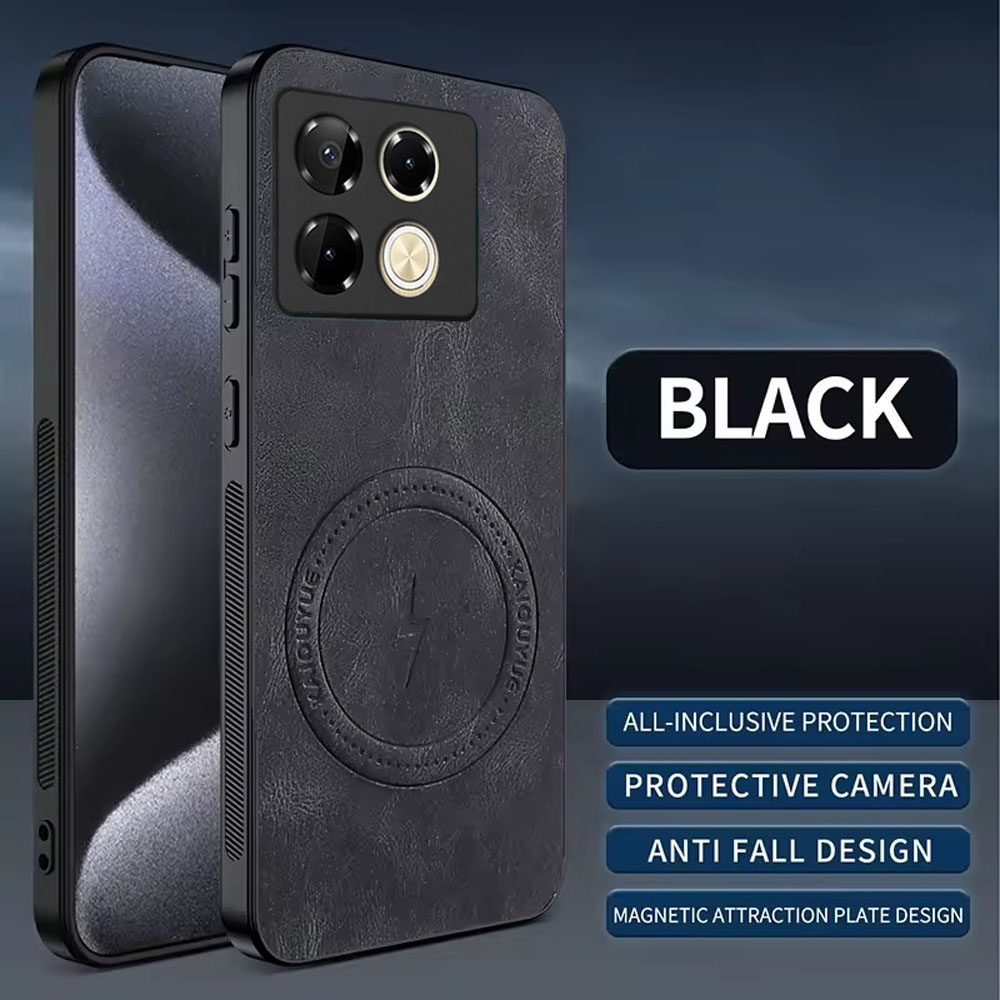 Slim Magnetic Leather Case for Infinix Note 40| Wireless Charging Support