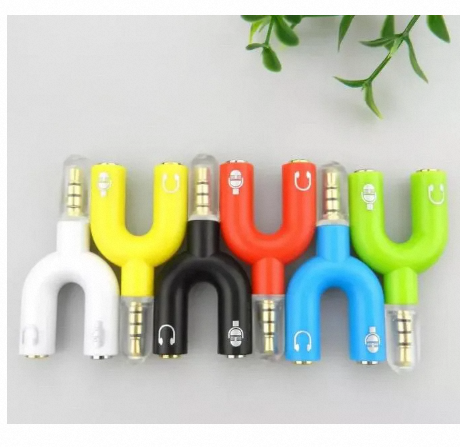 Y Audio Jack 3.5mm To Headphone Microphone Splitter Adaptor Converter