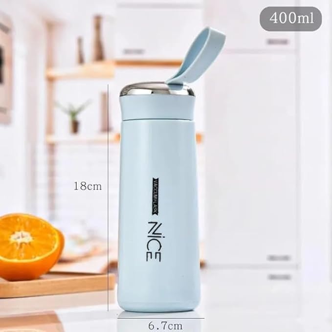 Water Bottles, Glass/Plastic 400 ML Water bottles, Sports water bottles Double walled Keeps Easy to carry for Walking Hiking, school water bottle, Multicolor (1 Piece)