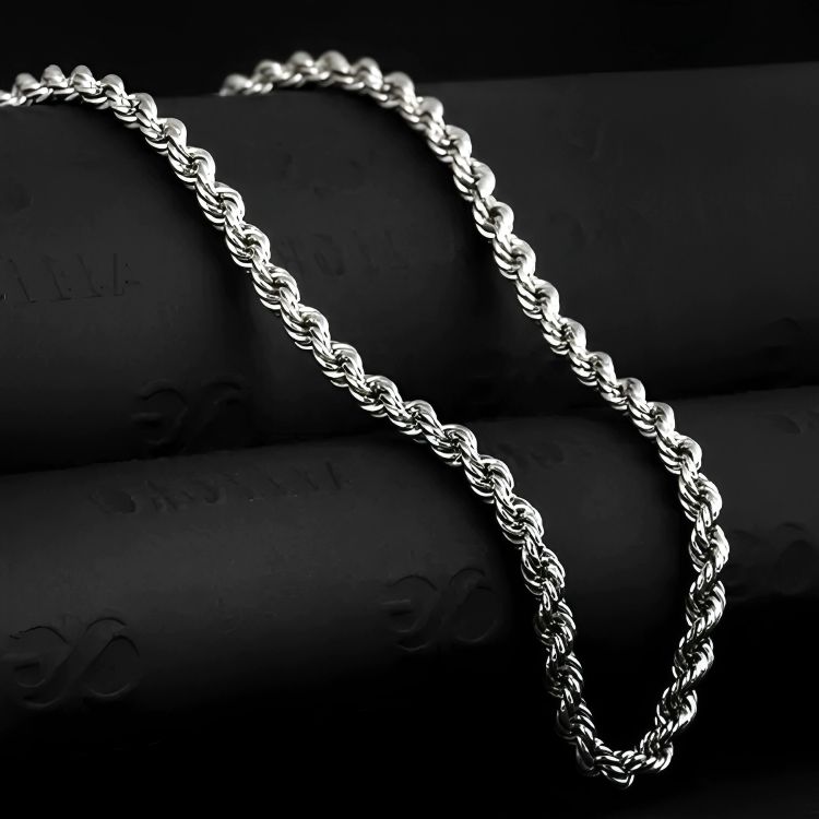 Silver Hollow Rope Necklace Chain Genuine Real Solid 45cm Chain For Men & Girl