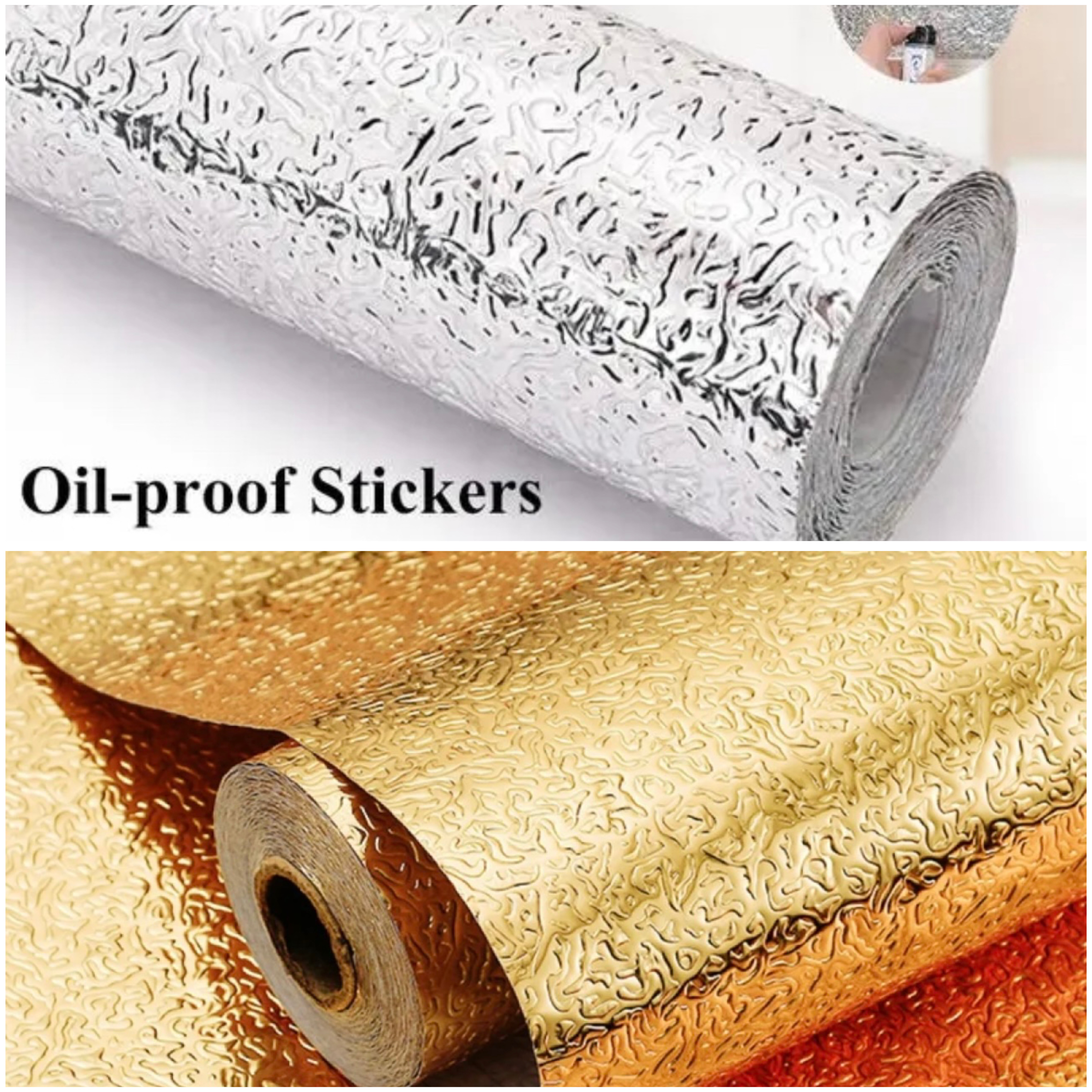 Aluminium Foil - Aluminium Foil Sheet - Aluminium Foil Sheet Kitchen Waterproof Self-Adhesive Anti-Mold and Heat Resistant Oil Proof Aluminium Foil Paper Sticker Roll for Kitchen Wall, Drawers, Shelves and Furniture (Silver in Different Sizes)