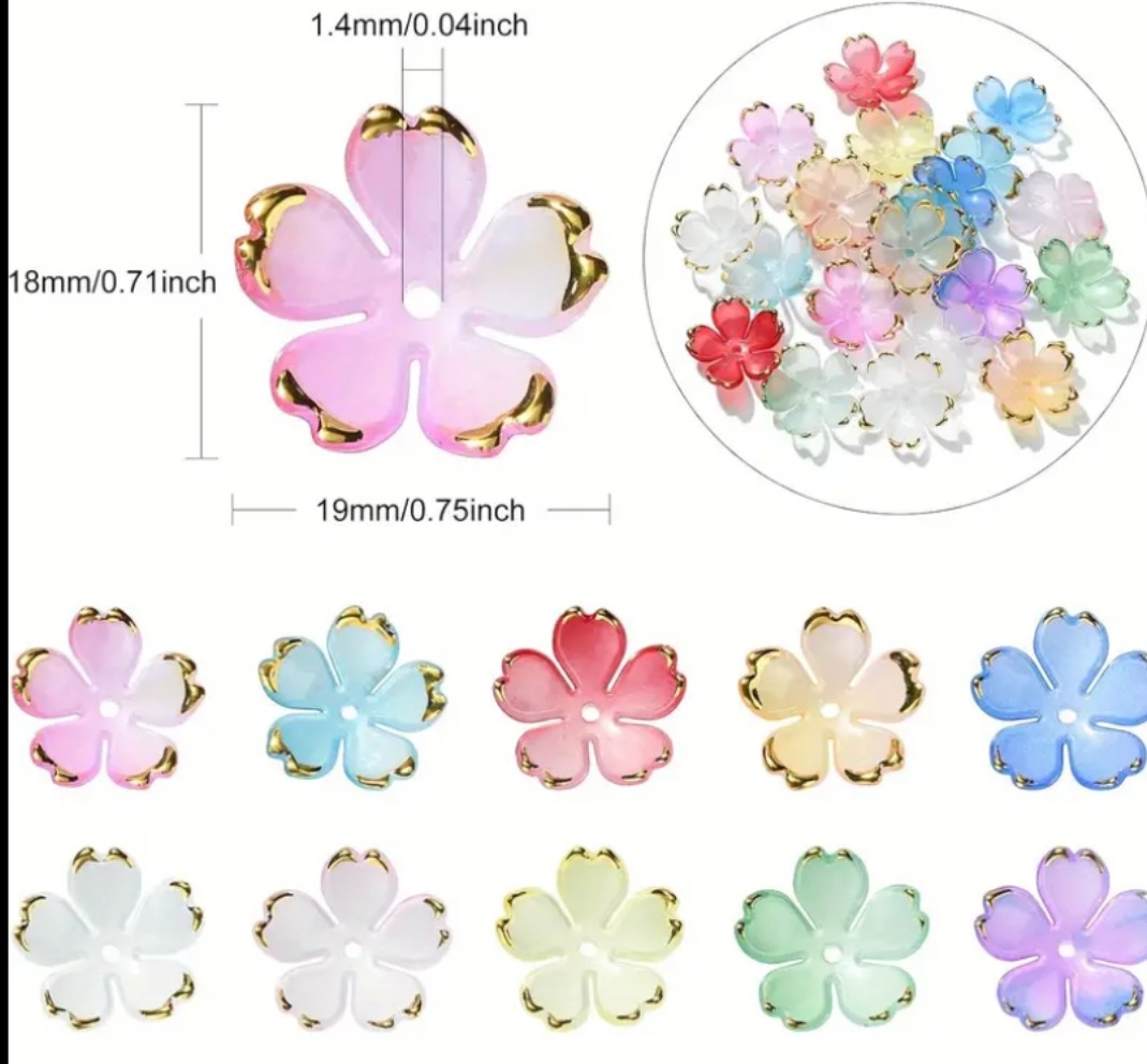50/20pcs Acrylic Flower Beads 19mm | Colorful Floral Beads for DIY Jewelry Making & Craft Projects